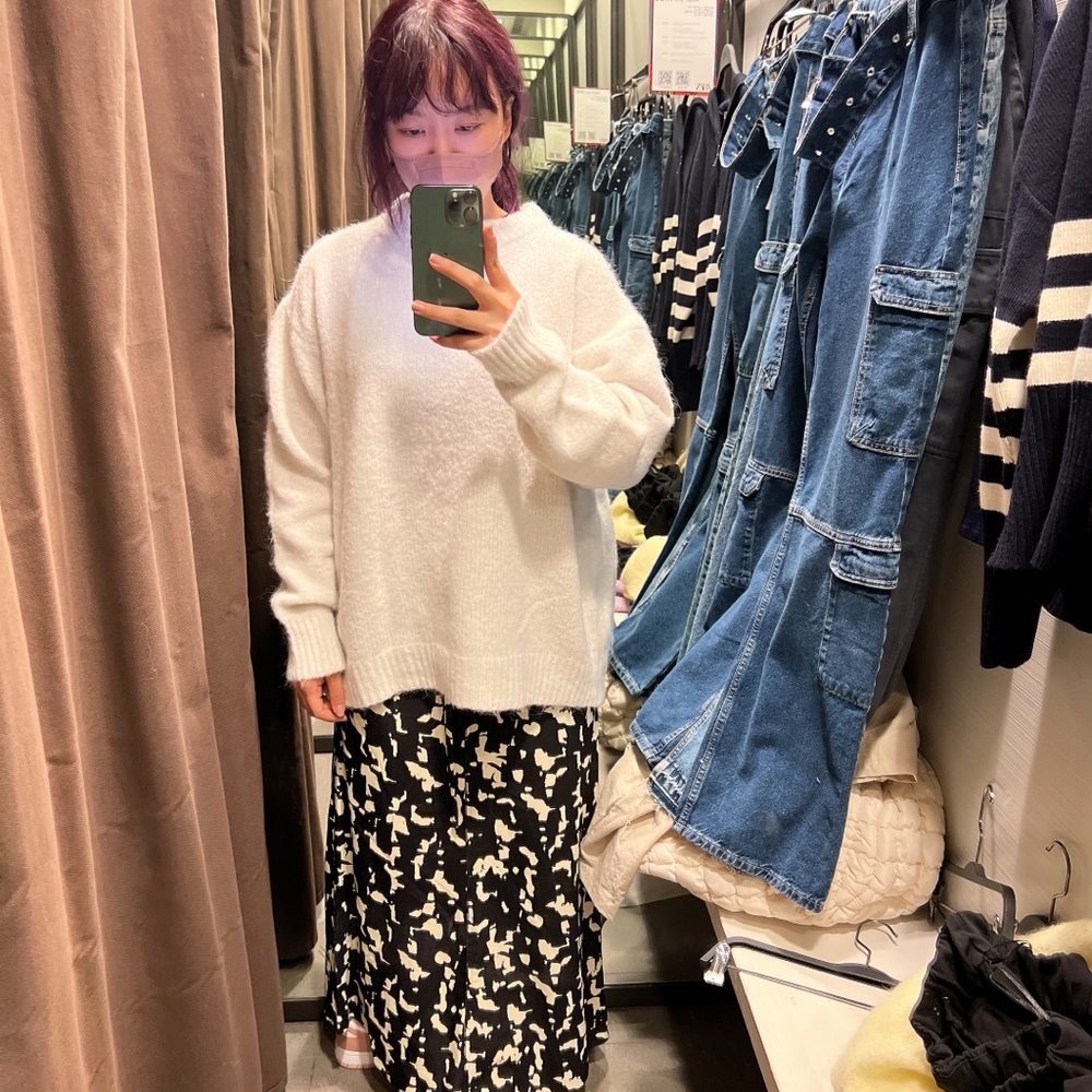 Zara White Crew Neck Sweater Soft Knit Casual